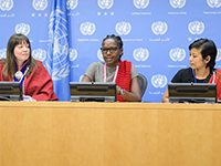 UN-Pressekonferenz zum Schutz der Menschenrechte indigener Frauen aus dem Jahr 2018 (Photo: © UN Photo/Manuel Elías).