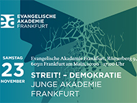 Plakat der Evangelischen Akademie Frankfurt zum Symposium "Streit! – Demokratie"