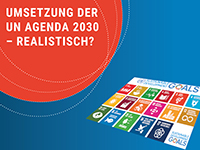 Plakat zur Veranstaltung mit dem Titel "UN Agenda 2030 - realistisch?" und Icons für die 17 Sustainable Development Goals