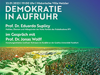 Poster der Veranstaltung "Demokratie in Aufruhr"