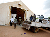 [Translate to English:] Beschäftigte des Welternährungsprogramms im Ifo-Flüchtlingslager in Dadaab, Kenia