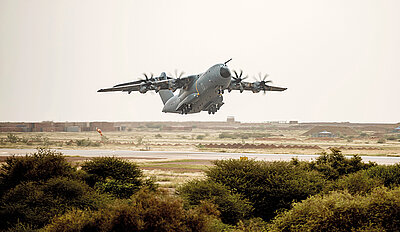 Military airplane taking off