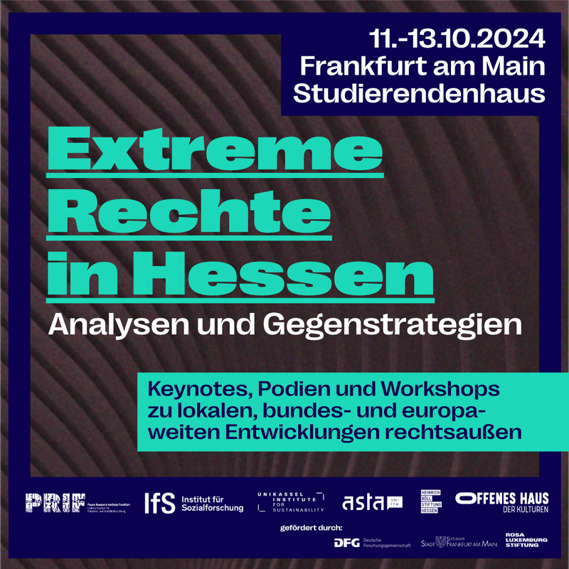 Poster für die Tagung Extreme Rechte in Hessen vom 11. - 13 Oktober 2024